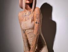 Сукня із сітки зі стразами на трикотажній підкладці  Сукня із сітки зі стразами на трикотажній підкладці  | PUSHKA SHOP