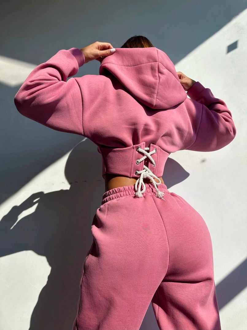 Комплект на флісі : худі з елементами корсету + штани  | PUSHKA SHOP