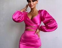 Атласний комплект, декорований бахромою зі страз Атласний комплект, декорований бахромою зі страз | PUSHKA SHOP