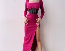 Сукня-міді  з елементами корсету   | PUSHKA SHOP