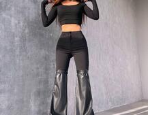 Штани-кльош  з металевими застібками   Штани-кльош  з металевими застібками   | PUSHKA SHOP