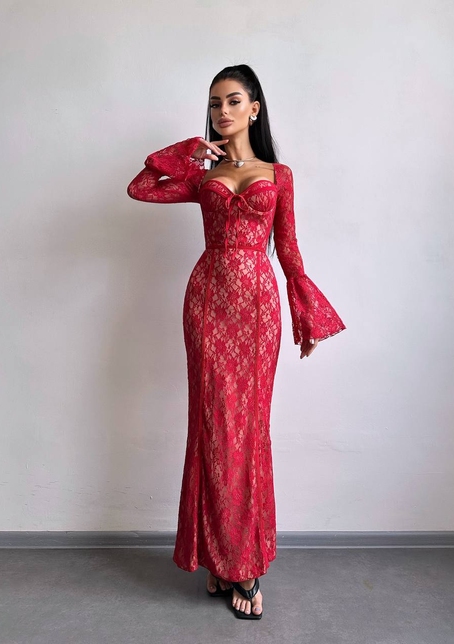 Мереживна сукня максі з чашечками    Мереживна сукня максі з чашечками    | PUSHKA SHOP