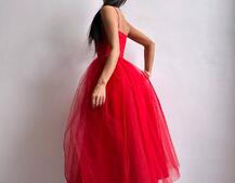 Сукня міді із чашечками з пишною спідницею | PUSHKA SHOP