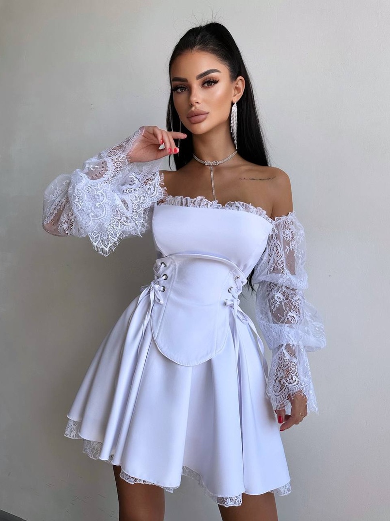 Сукня з корсетом декорована мереживом  Сукня з корсетом декорована мереживом  | PUSHKA SHOP