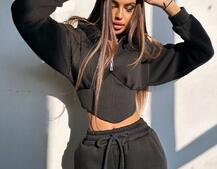 Комплект на флісі : худі з елементами корсету + штани  Комплект на флісі : худі з елементами корсету + штани  | PUSHKA SHOP