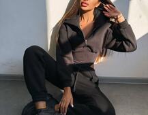 Комплект на флісі : худі з елементами корсету + штани  Комплект на флісі : худі з елементами корсету + штани  | PUSHKA SHOP