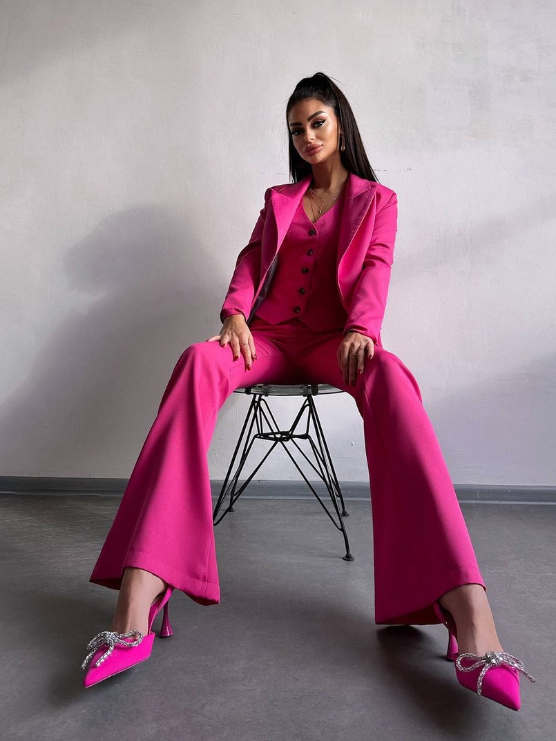 Костюм: піджак на підкладці, штани кльош+ жилет  Костюм: піджак на підкладці, штани кльош+ жилет  | PUSHKA SHOP