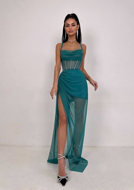 Комплект: корсет декорований стразами + спідниця максі  Комплект: корсет декорований стразами + спідниця максі  | PUSHKA SHOP