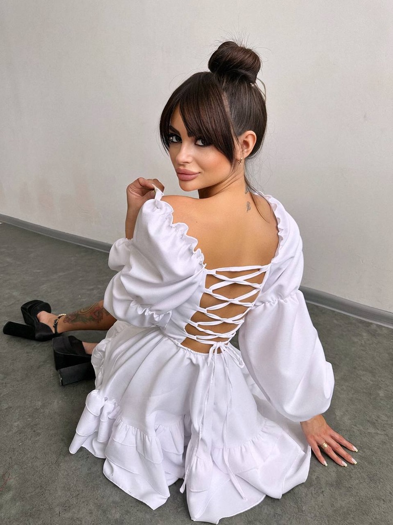 Сукня з воланами та шнурівкою  по спинці Сукня з воланами та шнурівкою  по спинці | PUSHKA SHOP