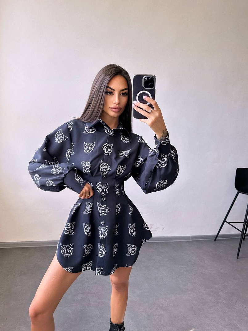 Приталена сорочка з принтом Приталена сорочка з принтом | PUSHKA SHOP