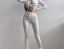 Трикотажный комплект: топ со шнуровкой + леггинсы  Трикотажный комплект: топ со шнуровкой + леггинсы  | PUSHKA SHOP