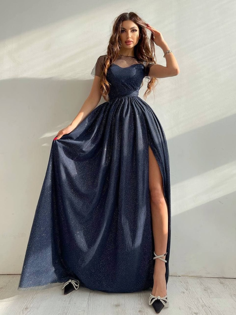 Платье-макси из сетки   с блестками  Платье-макси из сетки   с блестками  | PUSHKA SHOP