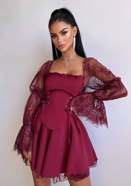 Сукня з корсетом декорована мереживом  | PUSHKA SHOP