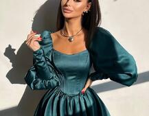 Сукня з обʼємними рукавами та спідницею балоном  Сукня з обʼємними рукавами та спідницею балоном  | PUSHKA SHOP