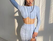 Трикотажный комплект: топ с чашечками push up + юбка миди с разрезом  Трикотажный комплект: топ с чашечками push up + юбка миди с разрезом  | PUSHKA SHOP