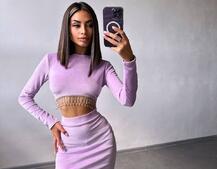 Оксамитовий комплект, декорований бахромою зі страз | PUSHKA SHOP