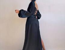 Атласний комплект: корсет + спідниця  максі з драпіруванням | PUSHKA SHOP