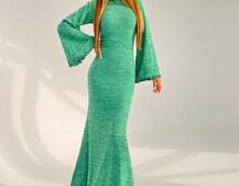 Трикотажна сукня максі з розкльошеними рукавами та відкритою спиною | PUSHKA SHOP