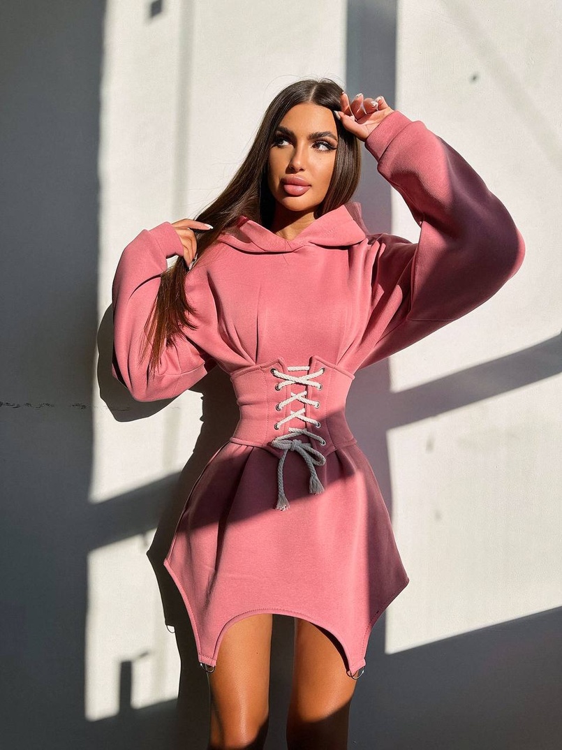 Тепле приталене худі з капюшоном на флісі + корсет на шнурівці Можна носити з корсетом та без Тепле приталене худі з капюшоном на флісі + корсет на шнурівці Можна носити з корсетом та без | PUSHKA SHOP