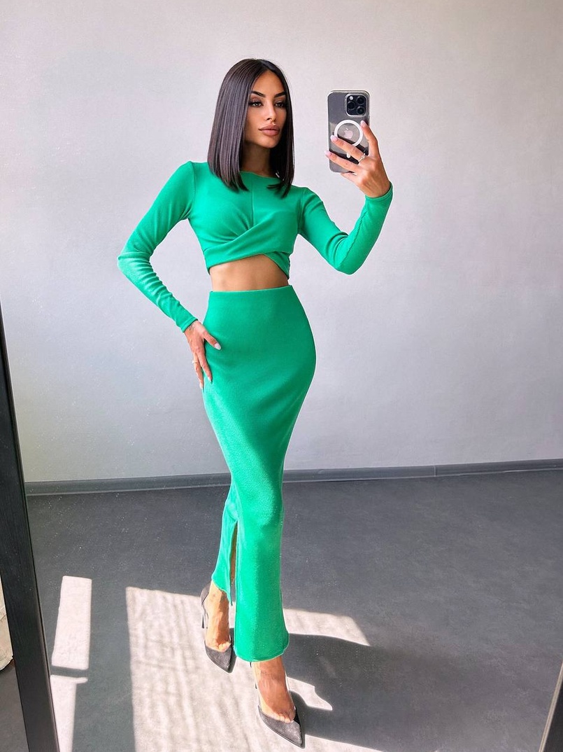 Комплект: топ + спідниця с розрізами  | PUSHKA SHOP