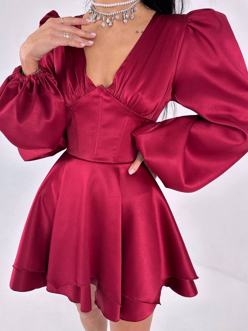 Атласна корсетна сукня  з пишною подвійною спідницею  Атласна корсетна сукня  з пишною подвійною спідницею  | PUSHKA SHOP