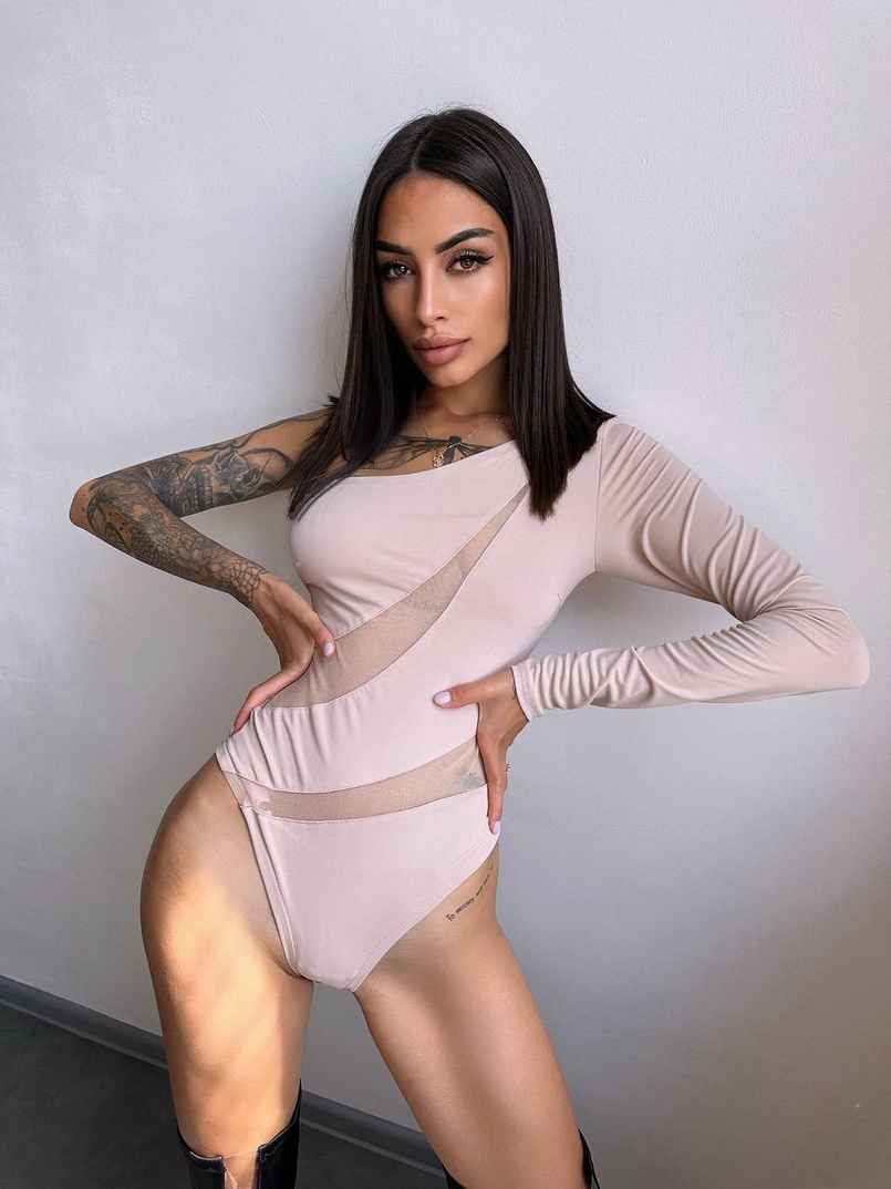 Боді на одне плече із вставками сітки Боді на одне плече із вставками сітки | PUSHKA SHOP