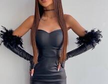 Сукня міні, декорована натуральними пір'ям Сукня міні, декорована натуральними пір'ям | PUSHKA SHOP