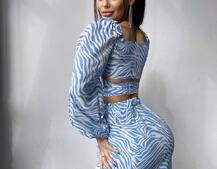 Комплект: топ із зав'язками на талії + спідниця міді з розрізом Комплект: топ із зав'язками на талії + спідниця міді з розрізом | PUSHKA SHOP