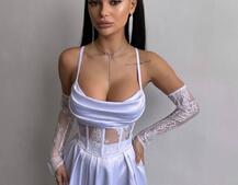 Атласний комплект: корсет + спідниця максі Атласний комплект: корсет + спідниця максі | PUSHKA SHOP