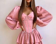 Комплект: сукня з подвійною спідницею + корсет, декорований стразами    Комплект: сукня з подвійною спідницею + корсет, декорований стразами    | PUSHKA SHOP