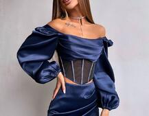 Комплект: корсет, декорований стразами   + спідниця міні з драпіруванням  Комплект: корсет, декорований стразами   + спідниця міні з драпіруванням  | PUSHKA SHOP