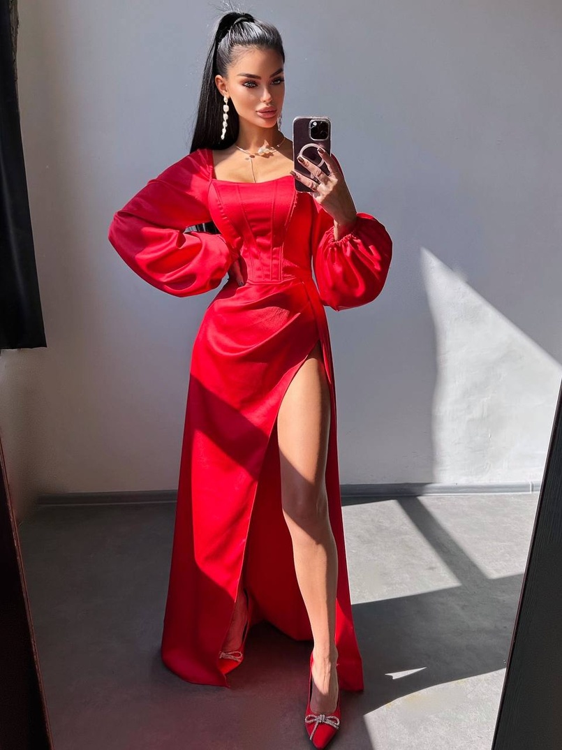 Атласний комплект: корсет + спідниця максі з драпіруванням Атласний комплект: корсет + спідниця максі з драпіруванням | PUSHKA SHOP