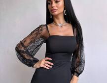 Комплект: блуза з баской + мереживна спідниця-шорти  | PUSHKA SHOP
