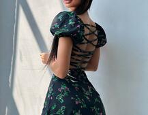 Сукня- міні у квітковий принт зі шнурівкою на спинці  Сукня- міні у квітковий принт зі шнурівкою на спинці  | PUSHKA SHOP