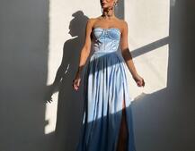 Комплект: корсет-бюстьє , декорований стразами  + спідниця максі з розрізом   | PUSHKA SHOP