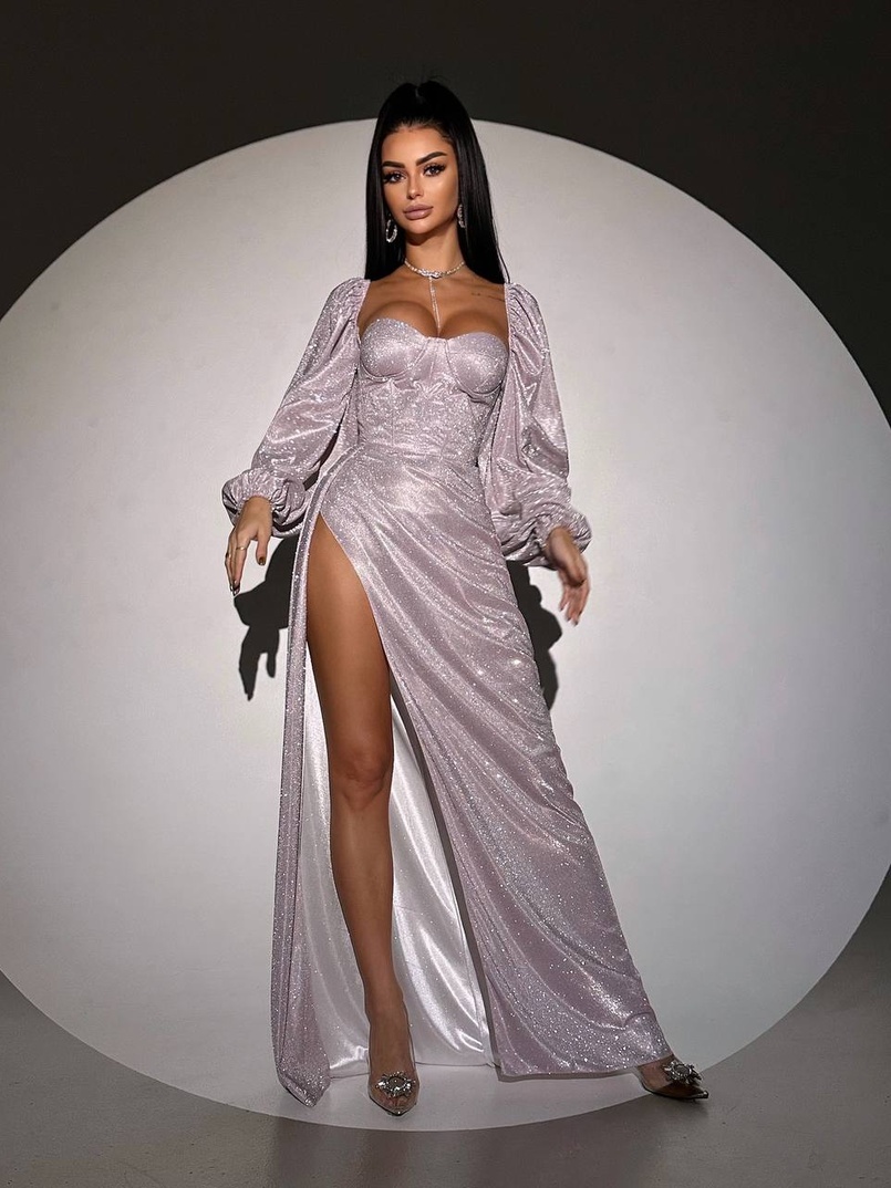 Сяючий комплект: корсет  + спідниця  максі з драпіруванням | PUSHKA SHOP