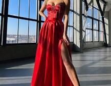 Комплект: корсет-бюстьє , декорований стразами  + спідниця максі з розрізом   Ручна робота  Комплект: корсет-бюстьє , декорований стразами  + спідниця максі з розрізом   Ручна робота  | PUSHKA SHOP