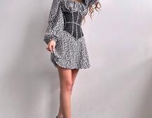 Сукня міні в квітковий принт + прозорий корсет  | PUSHKA SHOP