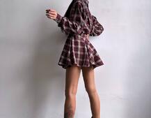 Комплект: сорочка + спідниця у клітинку  Комплект: сорочка + спідниця у клітинку  | PUSHKA SHOP