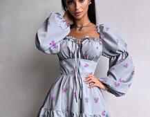 Сукня з квітковим принтом з воланами на ґудзиках  | PUSHKA SHOP