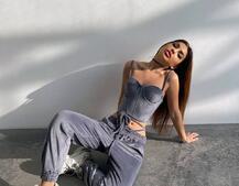 Велюровий комплект трійка: кофта + корсет з чашечками + джогери  Велюровий комплект трійка: кофта + корсет з чашечками + джогери  | PUSHKA SHOP