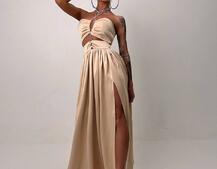 Атласна сукня максі із шнуром зі стразами  Атласна сукня максі із шнуром зі стразами  | PUSHKA SHOP