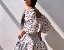 Сукня з квітковим принтом з воланами на ґудзиках  Сукня з квітковим принтом з воланами на ґудзиках  | PUSHKA SHOP