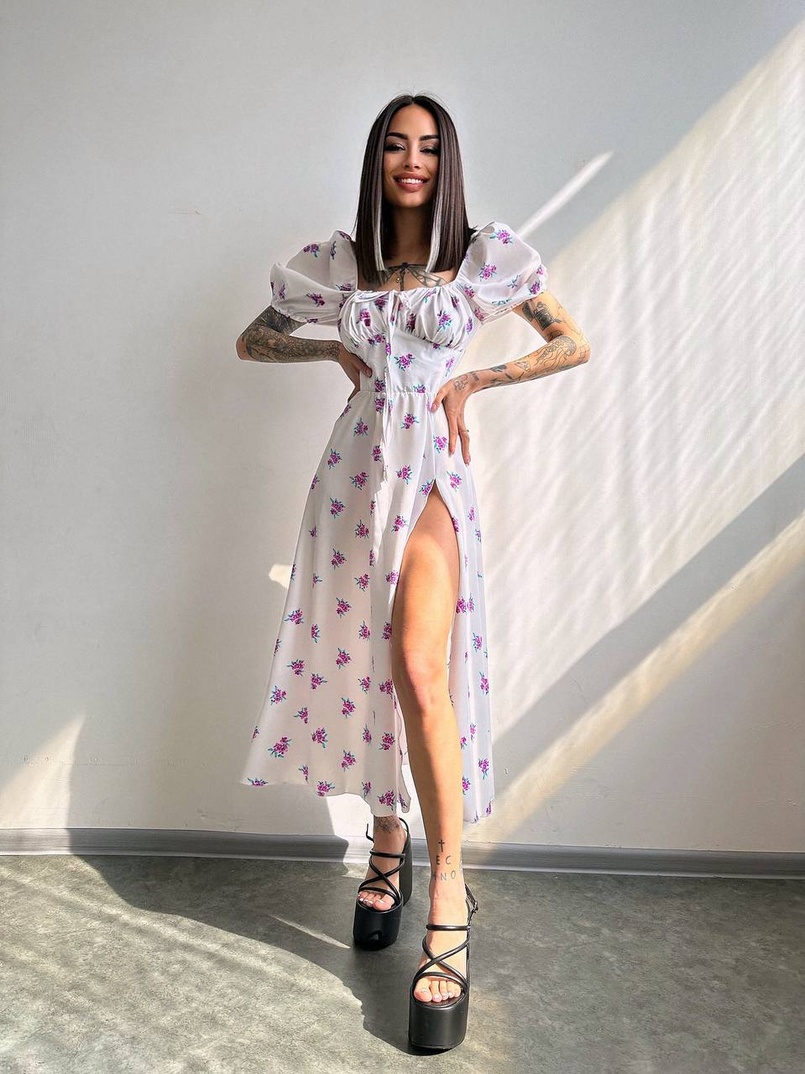 Сукня- міді  з квітковим принтом Сукня- міді  з квітковим принтом | PUSHKA SHOP