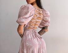 Улюблена сукня міді зі шнурівкою на спинці в нових кольорах Улюблена сукня міді зі шнурівкою на спинці в нових кольорах | PUSHKA SHOP