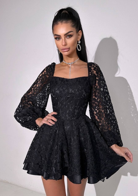 Мереживна сукня з корсетним верхом та пишною подвійною спідницею  | PUSHKA SHOP