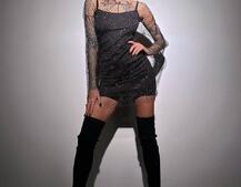 Сукня із сітки зі стразами на трикотажній підкладці  Сукня із сітки зі стразами на трикотажній підкладці  | PUSHKA SHOP