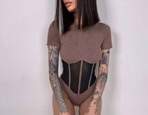 Трикотажне боді з сітчастою вставкою Трикотажне боді з сітчастою вставкою | PUSHKA SHOP