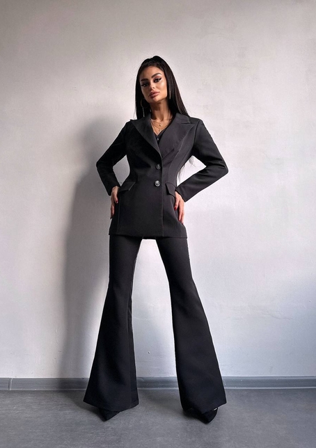 Костюм: піджак на підкладці, штани кльош+ жилет  | PUSHKA SHOP