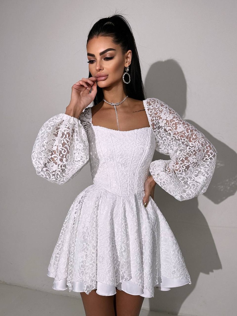 Мереживна сукня з корсетним верхом та пишною подвійною спідницею  Мереживна сукня з корсетним верхом та пишною подвійною спідницею  | PUSHKA SHOP